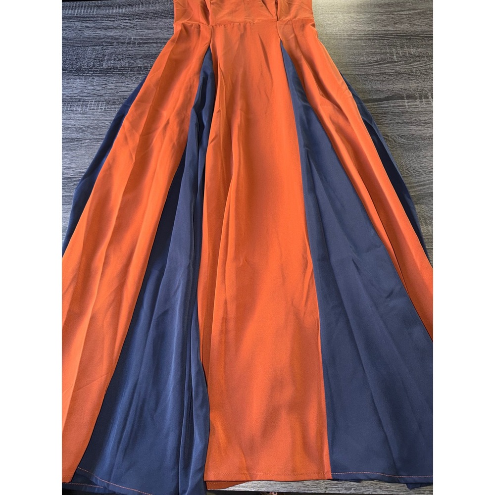 SHEIN Midi Dress Colorblock Mod Retro Vintage Burnt Orange Navy Blue Size 4 NWT - Picture 5 of 7